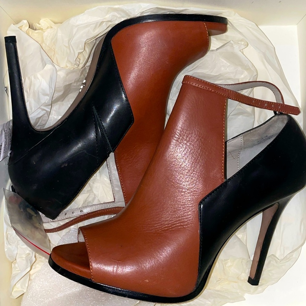 Peep-toe Two-tone booties- Like New!
